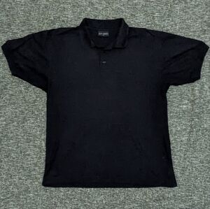 Classic Black Ribbed Polo Top